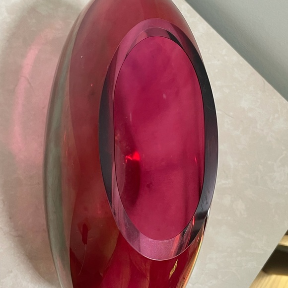 Vintage Krosno Poland Red Glass Vase Modernist - Picture 2 of 7